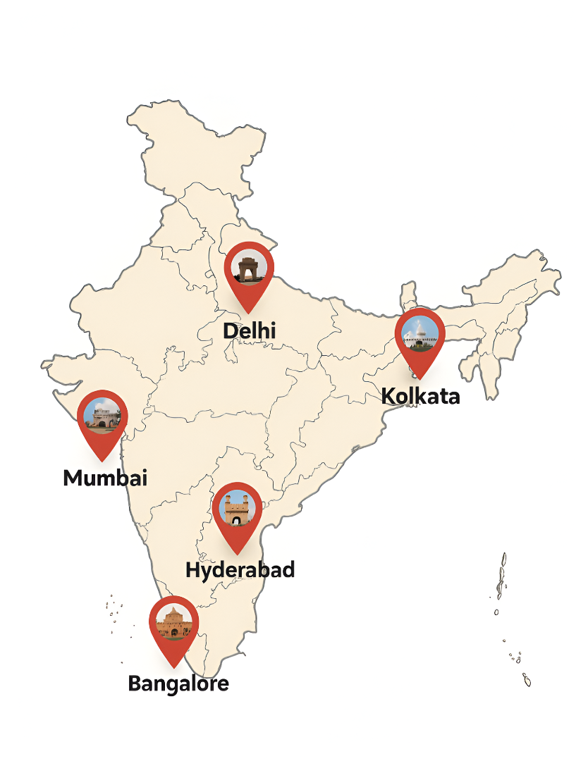 India map showing project locations